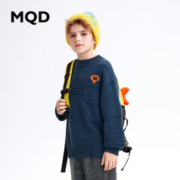 MQD 马骑顿 半高领防风加厚童趣条纹男童毛衣 藏蓝