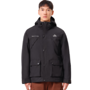 PLUS会员：PELLIOT 伯希和 冲锋衣男女三合一外套防风雨外套登山服12340130黑色 XL