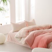 AIDLI 加厚双面牛奶绒四件套冬天保暖法兰绒床单被套被罩床上用品 粉桃 200*230cm四件套