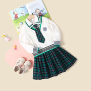 SNOOPY 史努比 秋季儿童长袖衬衫女童裙子针织马甲背心女套装