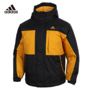 限尺码：adidas 阿迪达斯 C/b Bos Logo J 男子运动羽绒服 GF0076 黑橙
