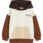 京东百亿补贴：H&M 儿童柔软舒适印花连帽长袖上衣 1119694 自然白/拼色 130/64