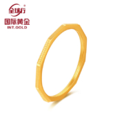 京东百亿补贴：全球行国际黄金戒指 女款5G金 简约几何指环足金素圈1.6克（克重多退少补） 12圈号