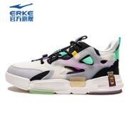 ERKE 鸿星尔克 女鞋板鞋子户外运动鞋 橡芽白/正黑/灵气紫 38