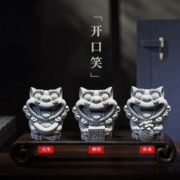 拿泥 露齿萌国风小狮子青石造型美好寓意瑞兽 单件：石敢当