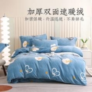 YOUR MOON 远梦 家纺套件双面绒床单式四件套磨毛加厚秋冬加绒被套宿舍三件套