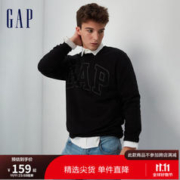 Gap 盖璞 男装秋季2023新款LOGO宽松廓形抓绒运动卫衣427434休闲上衣 黑色 180/96A(M)