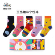 banb 斑比 童袜儿童袜子潮春秋款女童棉袜大童宝宝秋冬季女孩无骨中筒袜 BB22525儿童趣味个性袜5双装