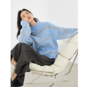 DUIBAI 对白 女士双色编织半高领毛衣 DDE244G