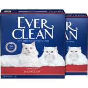 铂钻（EverClean）铂钻原装进口高效除臭膨润土活性炭无尘除臭猫砂 蓝标 25磅11.3kg 红标 多猫抑氨香猫砂25磅11.3kg
