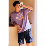 Gap男女装夏季LOGO纯棉落肩短袖廓形亲肤T恤858370情侣装上衣