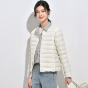 京东百亿补贴：雅鹿 2023新款轻薄款羽绒服 内胆短款内搭女式无领 本白 XL(120-130斤)