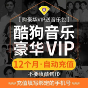 酷狗音乐 豪华VIP会员 12个月年卡 赠音乐包