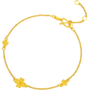 周六福 黄金手链 女小甜花足金999四叶草手链 A0710814 约2.2g 16+3cm