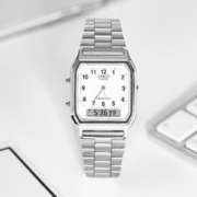 CASIO 卡西欧 手表男女复古小方块双显小金表小银表AQ-230海外直邮