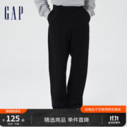 Gap 盖璞 男装秋季款宽松直筒窄口裤卡其裤464113 休闲运动萝卜长裤潮 正黑色 29