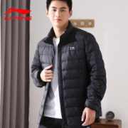 京东百亿补贴：LI-NING李宁 短款轻薄羽绒服 AYMT425 黑色 85%鸭绒 3XL