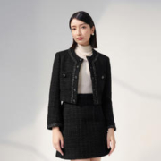BOSIDENG 波司登 2023年新款缎带毛呢短款羽绒外套时尚羽绒服女