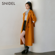 Snidel 女士纯色双排扣风衣式长款羊毛呢大衣 SWFC224001
