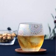Aderia 石塚硝子 高级金鱼焰火系列 古典酒器磨砂玻璃对杯 345ml*2个