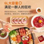 九阳（Joyoung） 鸳鸯电火锅6L大容量麦饭石色家用多功能专用锅烧烤一体锅电煮锅宿舍不粘炒锅 【6L鸳鸯锅】HG60-G190
