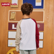 Levi's李维斯儿童装男童长袖t恤出春秋款撞色插肩袖上衣经典三色标T恤 明亮白 140/68(S)
