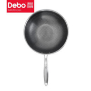 Debo德铂 不锈钢炒锅家用少油烟蜂窝炒菜锅32cm 卡恩无盖