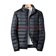 百亿补贴：JEEP SPIRIT吉普 羽绒服男外套休闲中青年白鸭绒立领纯色冬天外衣保暖YYS0182 黑色 L