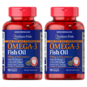 普丽普莱 欧米伽-3深海鱼油软胶囊(美国进口) 无腥味 Omega-3 DHA EPA中老年 1400mg*90粒*2瓶装