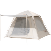 牧高笛（MOBIGARDEN）自动帐篷 户外露营大门厅3-4人公园帐零动145 EX19561004 米白