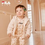 FILA 斐乐 KIDS斐乐童装男婴童外套2023冬新款幼童加绒针织连帽上衣潮