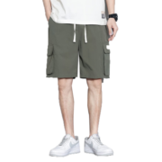 乔智森（QZSEN）工装短裤男士潮牌2023新款夏季薄款外穿潮流宽松休闲运动五分裤子 军绿色 M