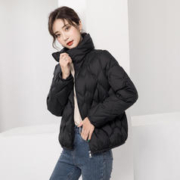 GOLDFARM 高梵 2023秋冬新品波浪纹大衍线短款女式羽绒服立领百搭