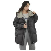 鸭鸭 羽绒服 女中长款 大廓型宽松时尚休闲连帽保