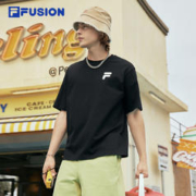 FILA 斐乐 FUSION斐乐情侣运动T恤2023夏新款纯棉宽松运动短袖上衣男女