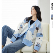 DUIBAI 对白 凯伊莱文联名 女士撞色提花毛衣外套