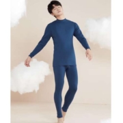 Hodo 红豆 柔棉半高领 秋衣秋裤 保暖内衣套装 玄青男款