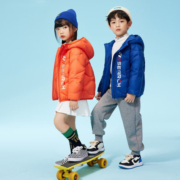 鸭鸭儿童轻薄羽绒服2022新款冬季中大童童装上衣男女童连帽短款外套JT 黑色 130cm