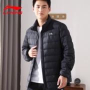 京东百亿补贴：LI-NING李宁 短款轻薄羽绒服 AYMT425 黑色 85%鸭绒 3XL