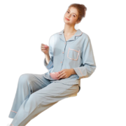 FENTENG 芬腾 女士纯棉睡衣套装 J98132432 浅兰