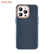 mutural 苹果手机壳iphone14全包14pro手机壳max皮革男女保护壳镜头商务plus 蓝色 iPhone 14plus 6.7寸【全包款】