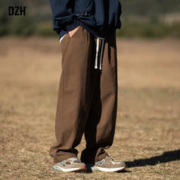 DZH 男生咖啡色工装裤男棕色裤子宽松直筒男款阔腿裤休闲长裤秋季男裤