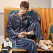 FENTENG 芬腾 秋冬翻领长袖保暖家居服男士睡衣加绒加厚