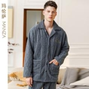manza 玛伦萨 睡衣男士休闲米粒绒秋冬休闲翻领舒棉绒时尚居家家居服