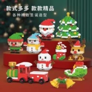 圣诞树积木系列雪人鹿茸铃铛袜子雪橇拼装