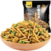 拍5 甘源烤肉味虾条豆果共100gX5袋