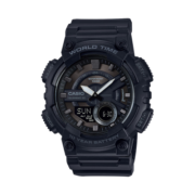 卡西欧（CASIO）大众指针系列 时尚数字双显世界时间运动休闲男表 AEQ-110W-1BVDF