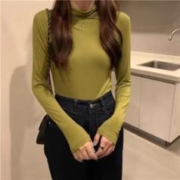 拍三件 秋冬季半高领纯色打底衫