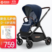 smartstroller 思漫特 婴儿推车可坐可躺新生儿婴儿车轻便折叠双向高景观宝宝手推车 午夜蓝