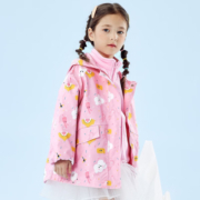 贝贝怡女童风衣外套两件套春秋新品女孩衣服甜美可爱防风防雨保暖舒适 粉色 5岁/身高120cm